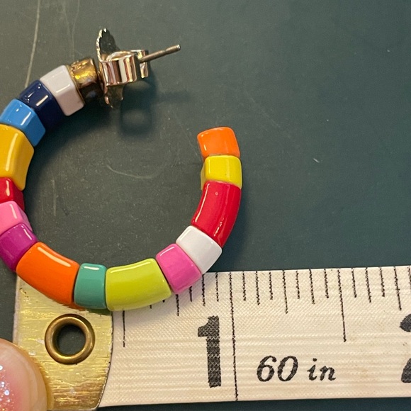 Roxanne Assoulin Multicolor Chiclet Hoop earrings - Picture 5 of 5